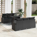 vidaXL Zestaw Sof na Ogród z poduszką 7 pcs Czarny Rattan poli