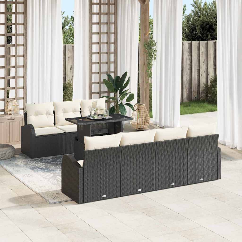 vidaXL Zestaw Sof na Ogród z poduszką 8 pcs Czarny Rattan poli