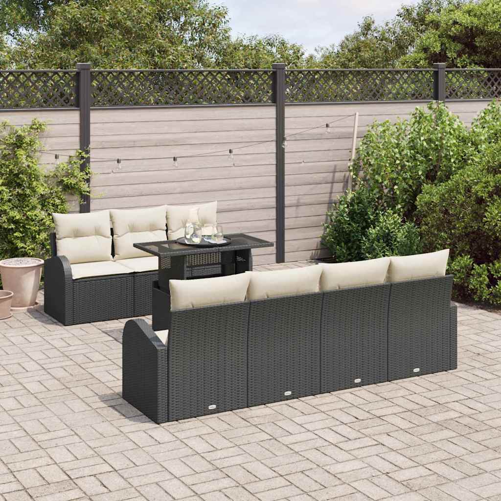 vidaXL Zestaw Sof na Ogród z poduszką 8 pcs Czarny Rattan poli