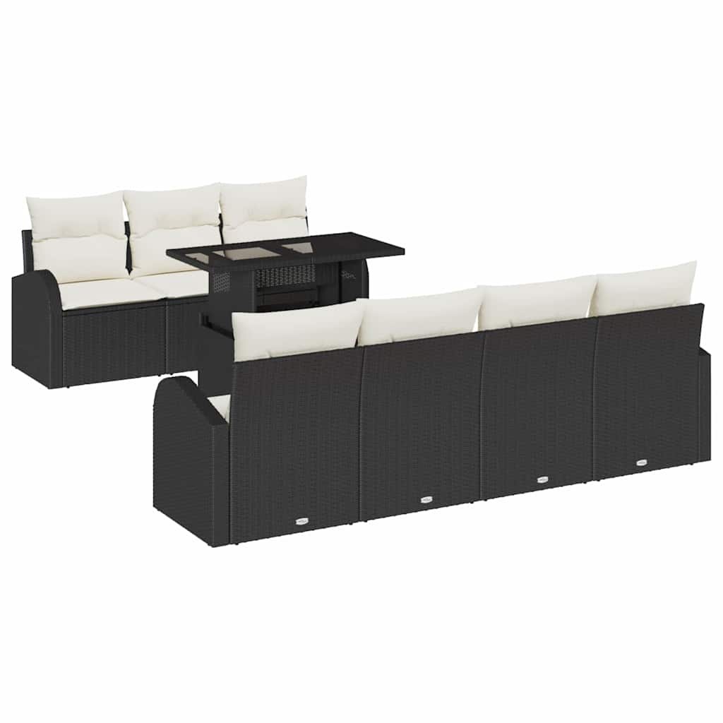 vidaXL Zestaw Sof na Ogród z poduszką 8 pcs Czarny Rattan poli