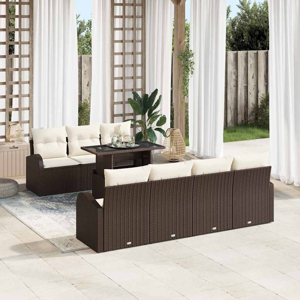 vidaXL Zestaw Sof na Ogród z poduszką 8 pcs Brązowy Rattan poli