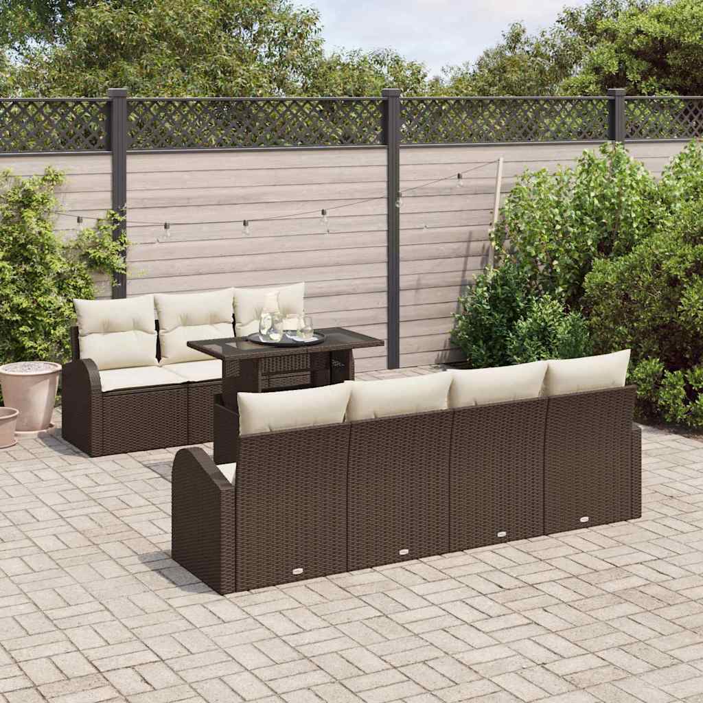 vidaXL Zestaw Sof na Ogród z poduszką 8 pcs Brązowy Rattan poli