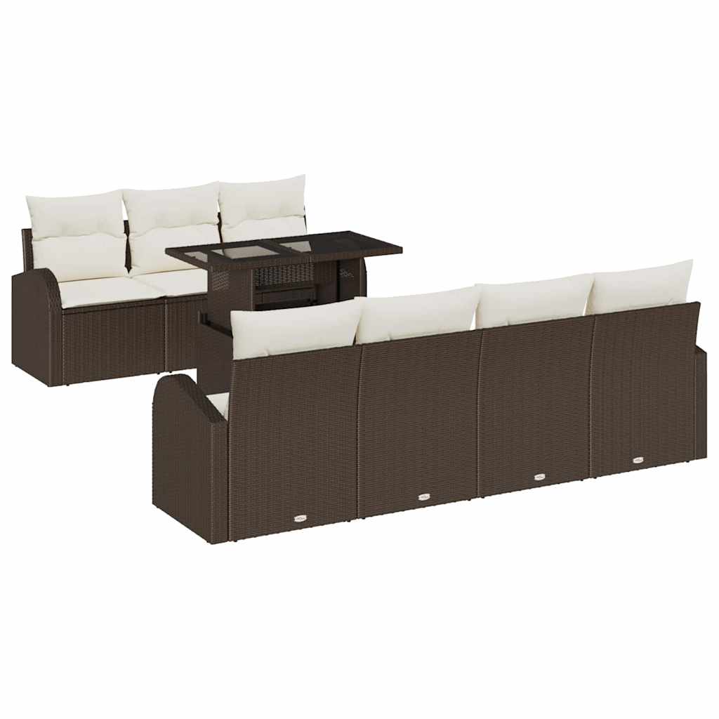 vidaXL Zestaw Sof na Ogród z poduszką 8 pcs Brązowy Rattan poli