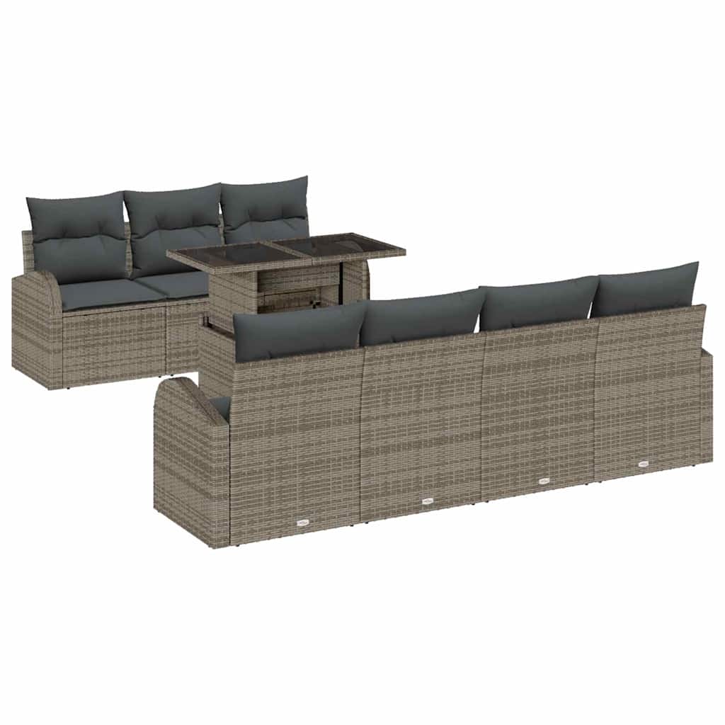 vidaXL Zestaw Sof na Ogród z poduszką 8 pcs Szary Rattan poli
