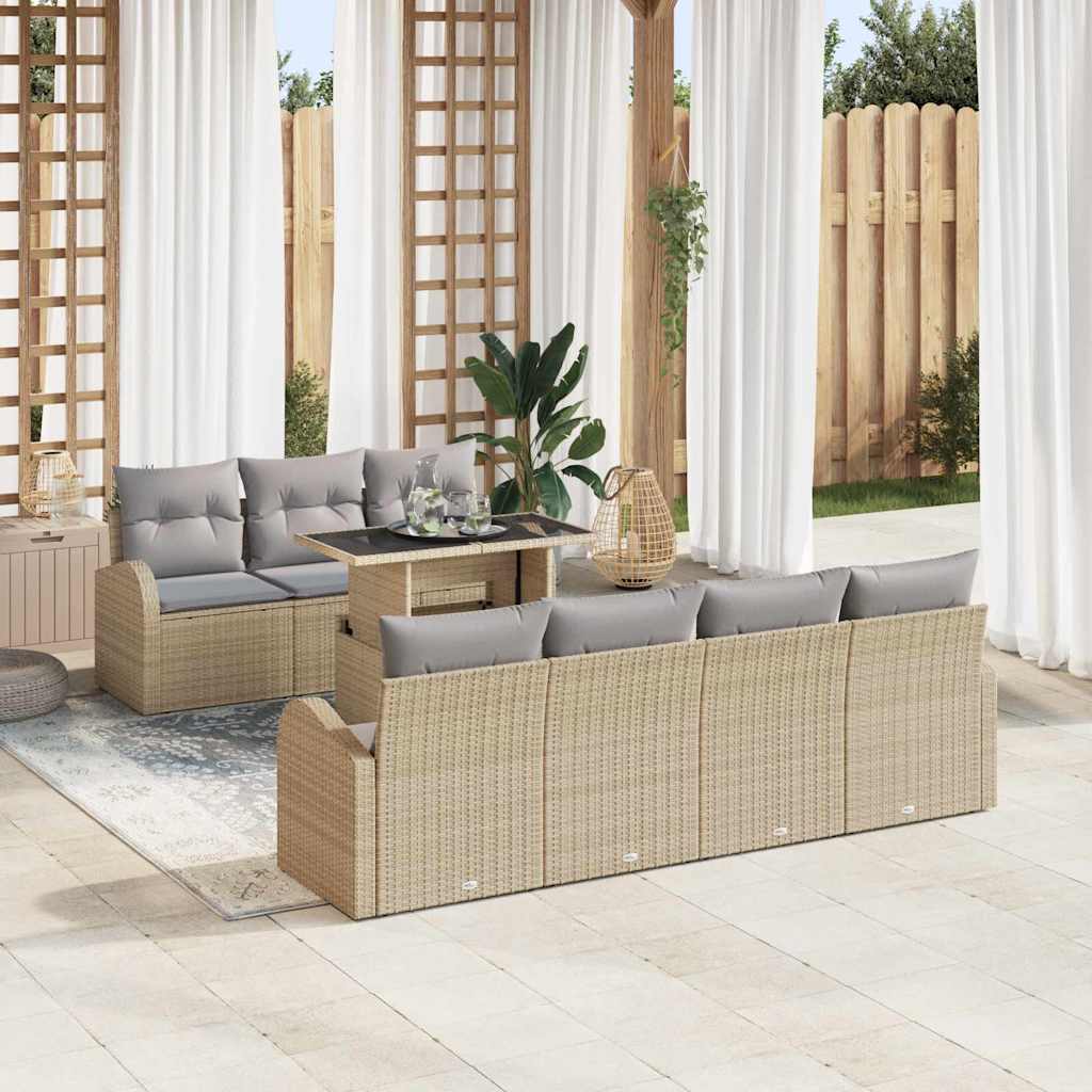 vidaXL Zestaw Sof na Ogród z poduszką 8 pcs Beżowy Rattan poli