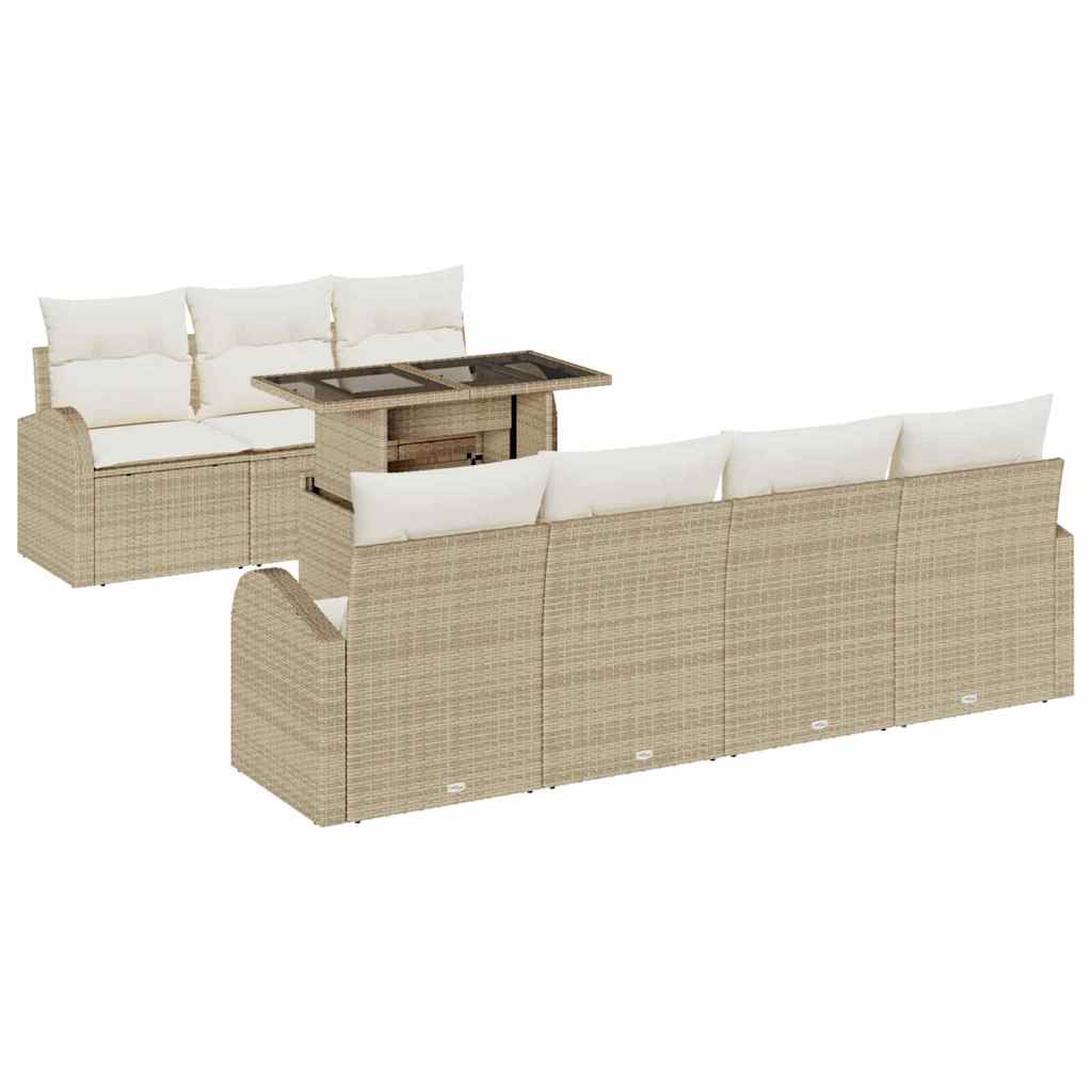 vidaXL Zestaw Sof na Ogród z poduszką 8 pcs Beżowy Rattan poli