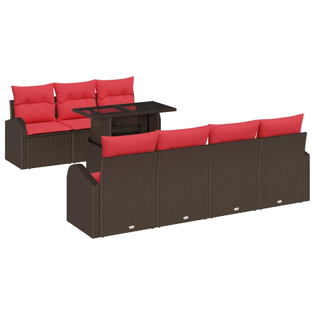 vidaXL Zestaw Sof na Ogród z poduszką 8 pcs Brązowy Rattan poli