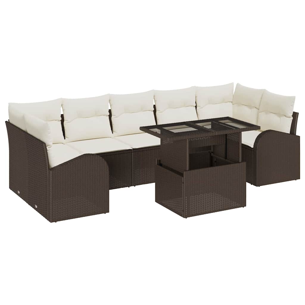 vidaXL Zestaw Sof na Ogród z poduszką 8 pcs Brązowy Rattan poli