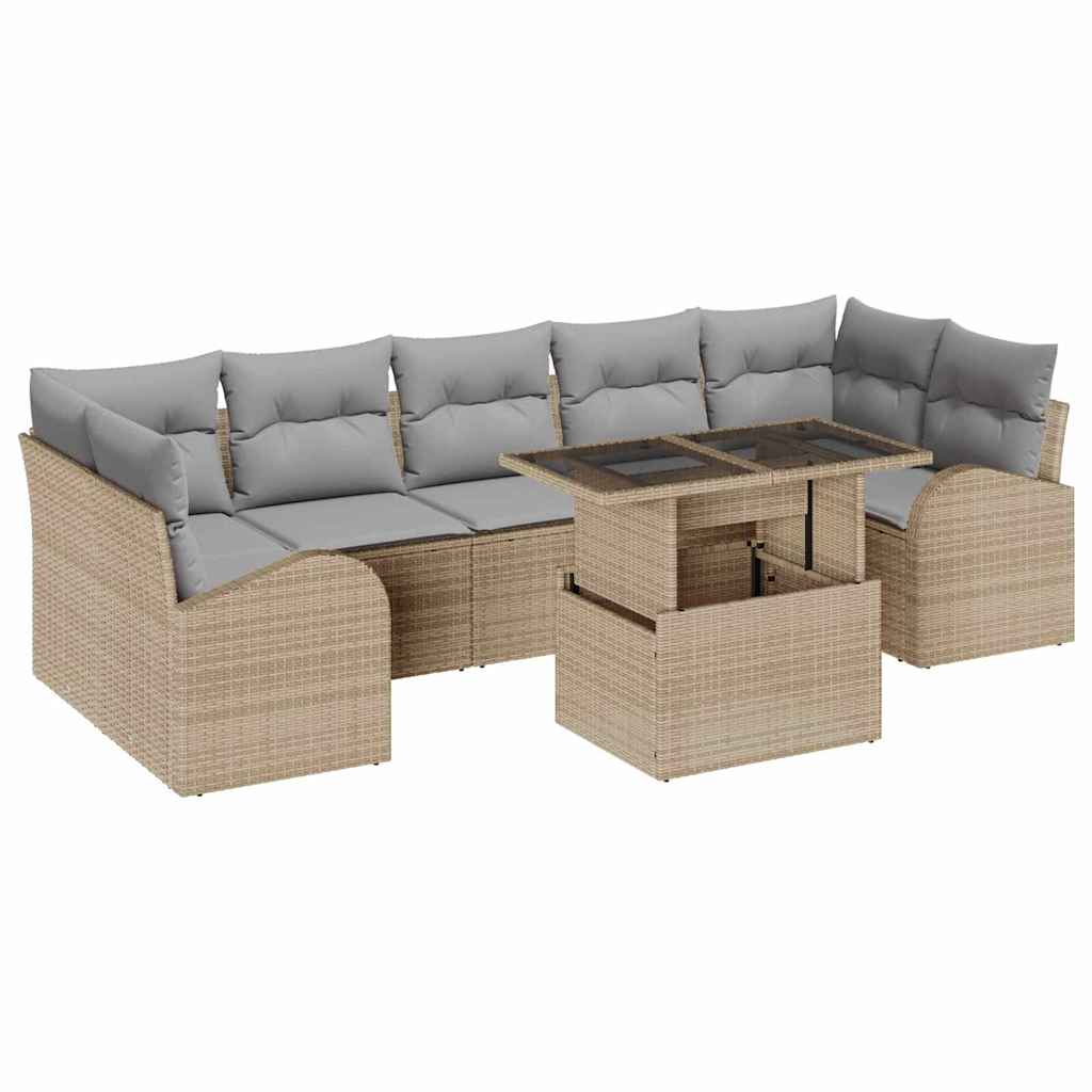 vidaXL Zestaw Sof na Ogród z poduszką 8 pcs Beżowy Rattan poli
