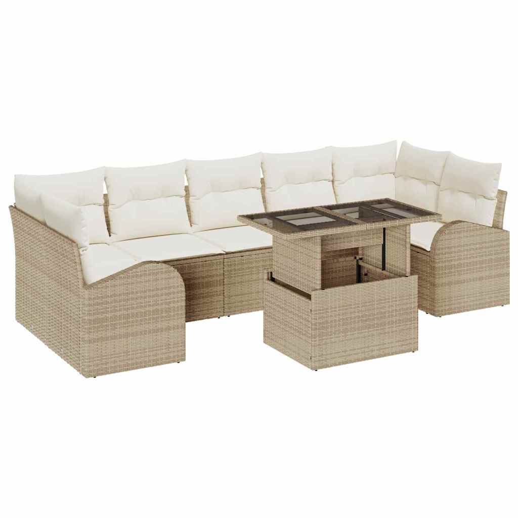 vidaXL Zestaw Sof na Ogród z poduszką 8 pcs Beżowy Rattan poli