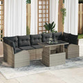 vidaXL Zestaw Sof na Ogród z poduszką 8 pcs Jasnoszary Rattan poli