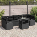 vidaXL Zestaw Sof na Ogród z poduszką 8 pcs Czarny Rattan poli