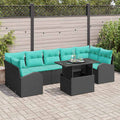 vidaXL Zestaw Sof na Ogród z poduszką 8 pcs Czarny Rattan poli