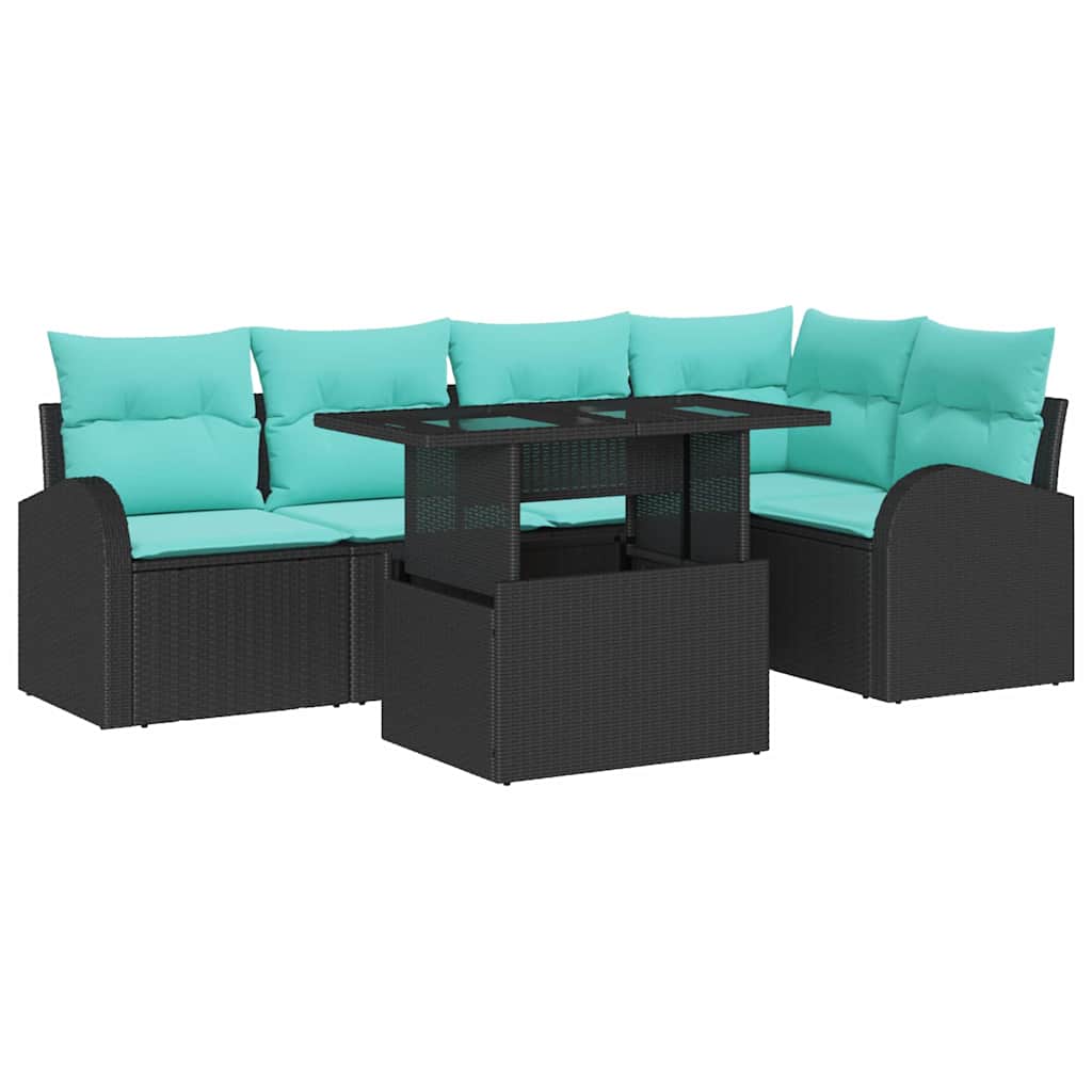 vidaXL Zestaw Sof na Ogród z poduszką 6 pcs Czarny Polirattan
