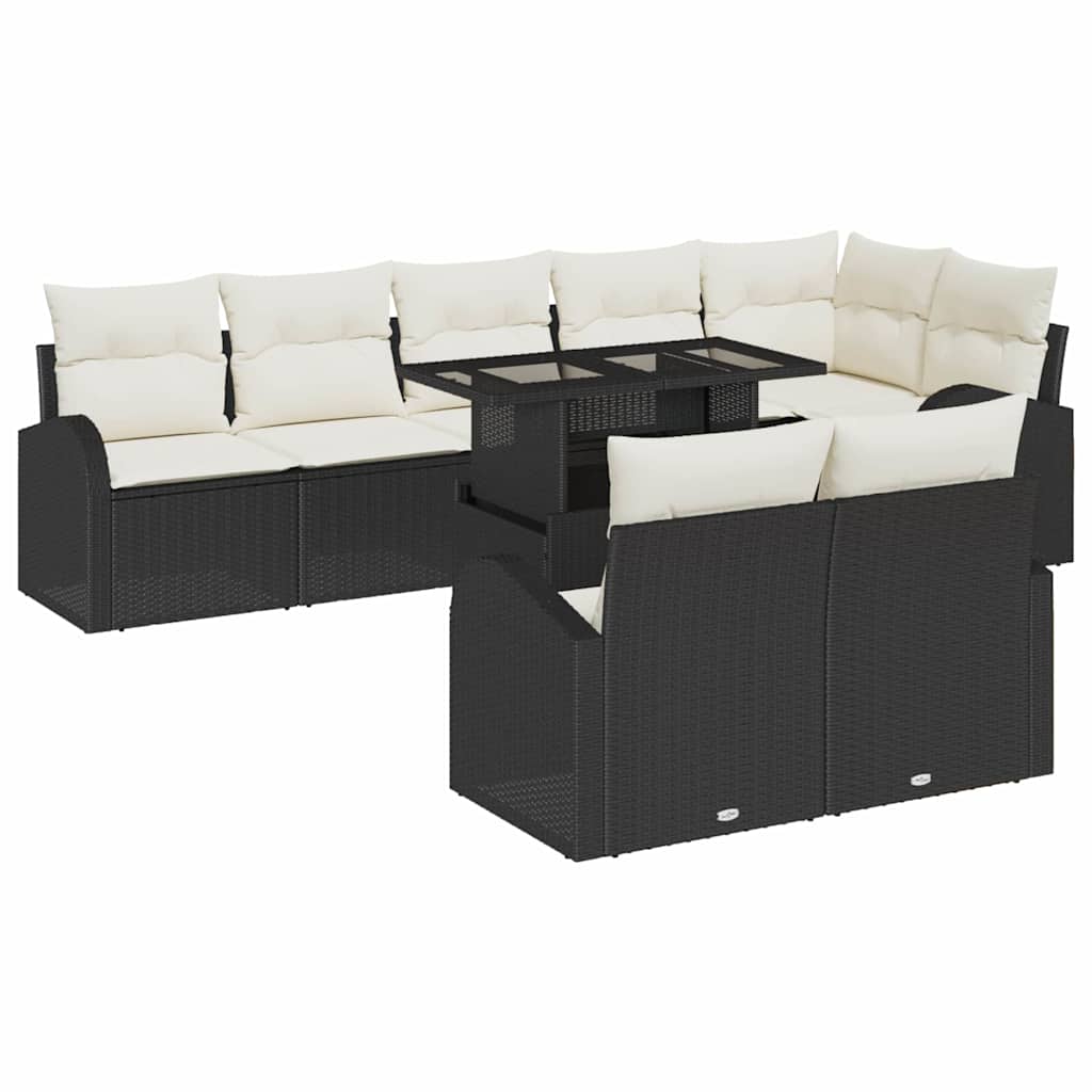vidaXL Zestaw Sof na Ogród z przechowywaniem 9 pcs Czarny Polirattan