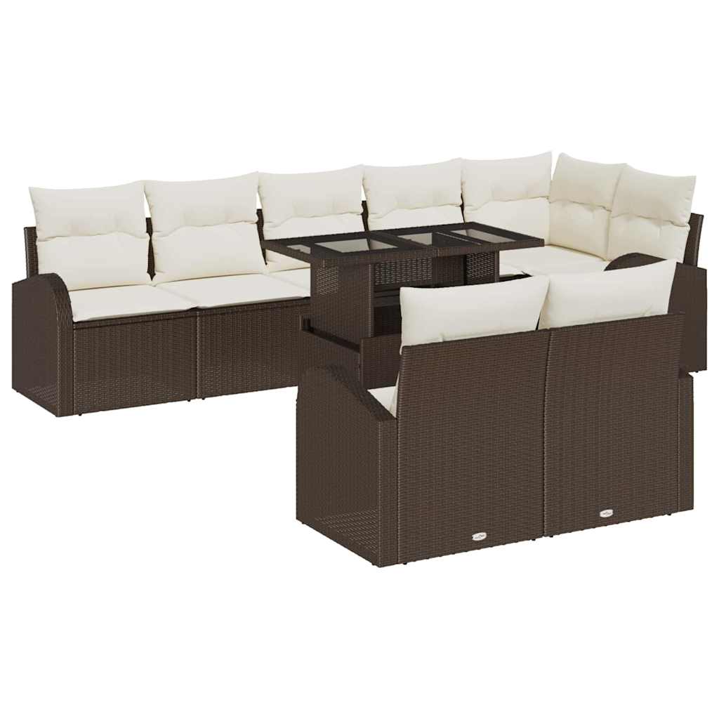 vidaXL Zestaw Sof na Ogród z przechowywaniem 9 pcs Brązowy Polirattan