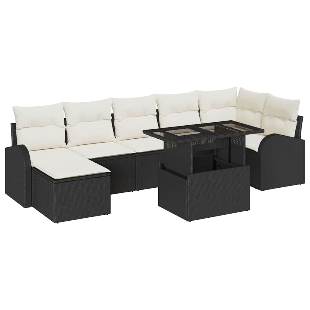 vidaXL Zestaw Sof na Ogród z poduszką 8 pcs Czarny Polirattan