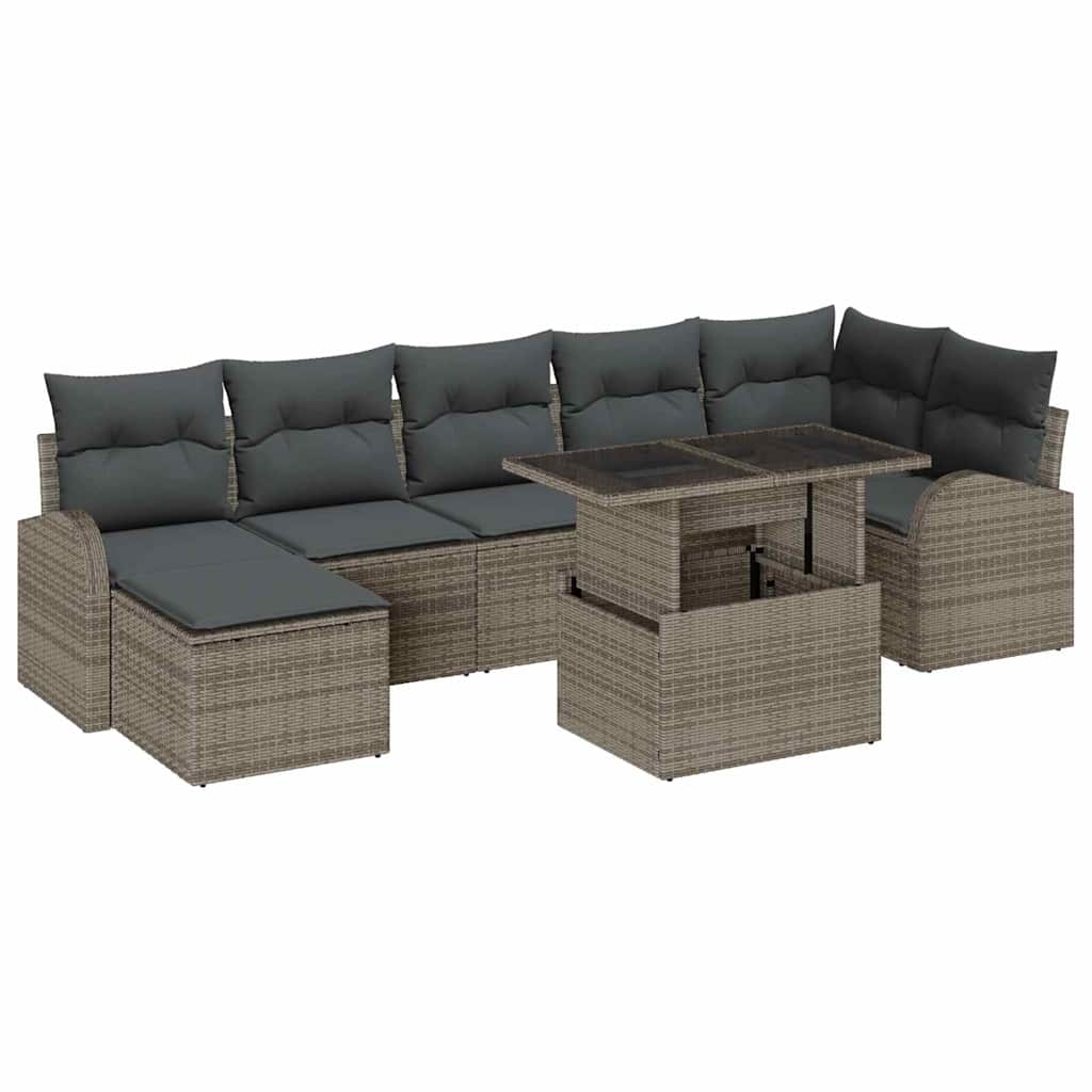 vidaXL Zestaw Sof na Ogród z poduszką 8 pcs Szary Polirattan