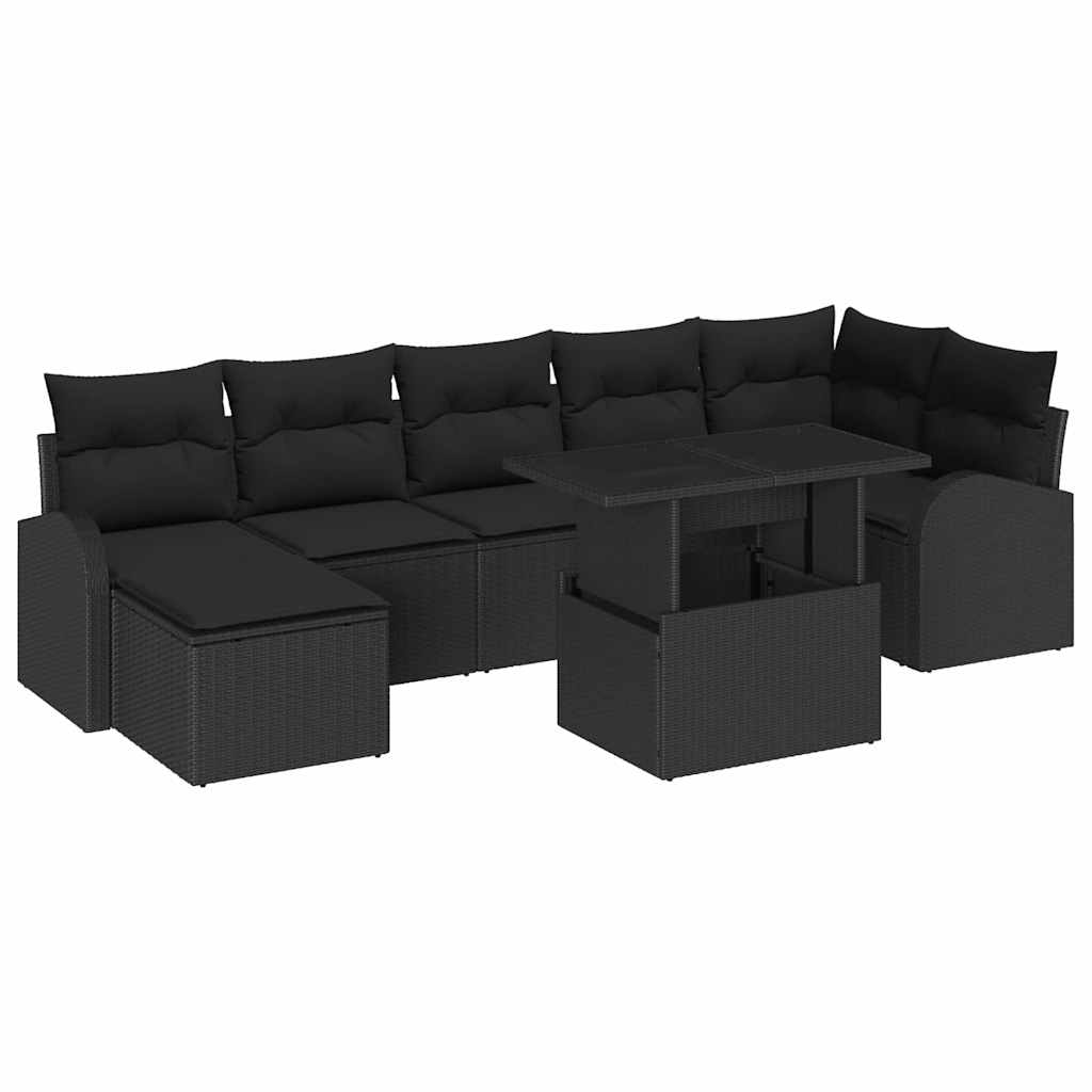 vidaXL Zestaw Sof na Ogród z poduszką 8 pcs Czarny Polirattan