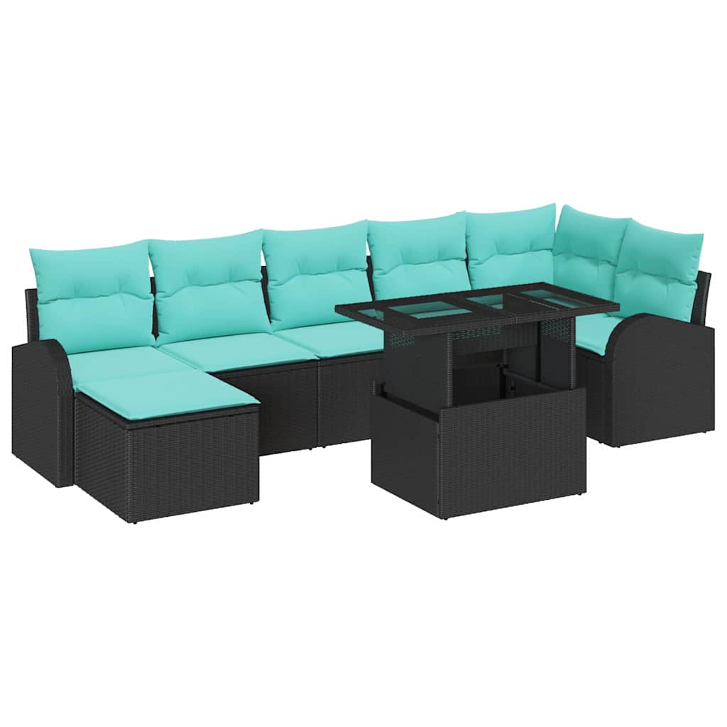 vidaXL Zestaw Sof na Ogród z poduszką 8 pcs Czarny Polirattan