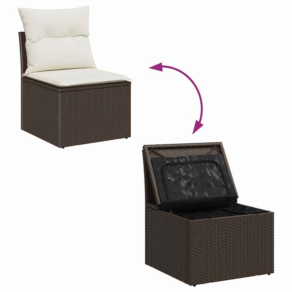 vidaXL Zestaw Sof na Ogród z poduszką 8 pcs Brązowy Polirattan