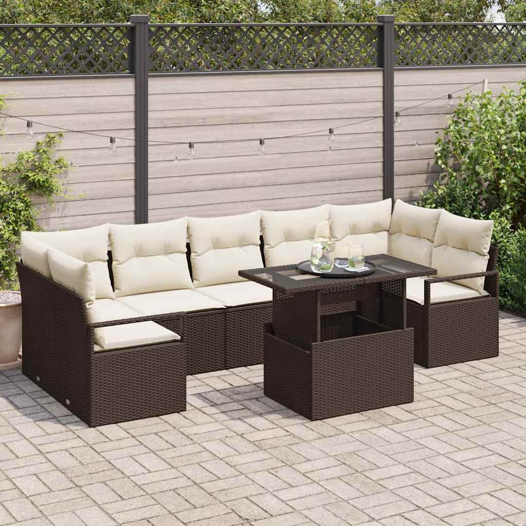 vidaXL Zestaw Sof na Ogród z przechowywaniem 8 pcs Brązowy Polirattan