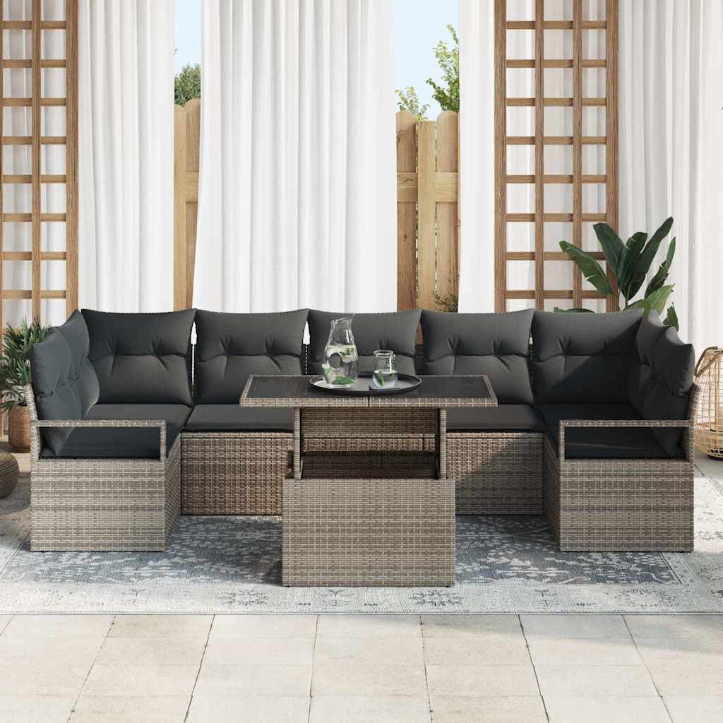 vidaXL Zestaw Sof na Ogród z przechowywaniem 8 pcs Szary Polirattan