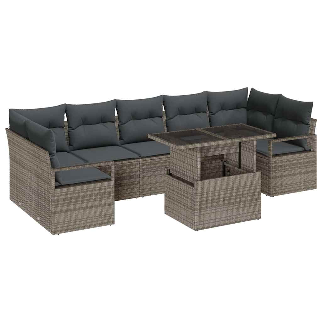 vidaXL Zestaw Sof na Ogród z przechowywaniem 8 pcs Szary Polirattan