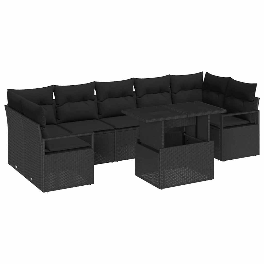 vidaXL Zestaw Sof na Ogród z przechowywaniem 8 pcs Czarny Polirattan