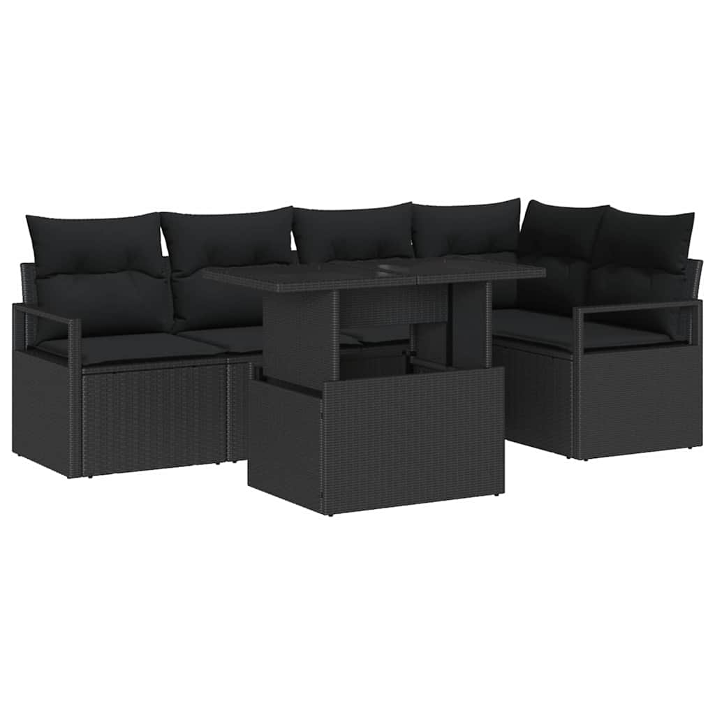 vidaXL Zestaw Sof na Ogród z przechowywaniem 6 pcs Czarny Polirattan