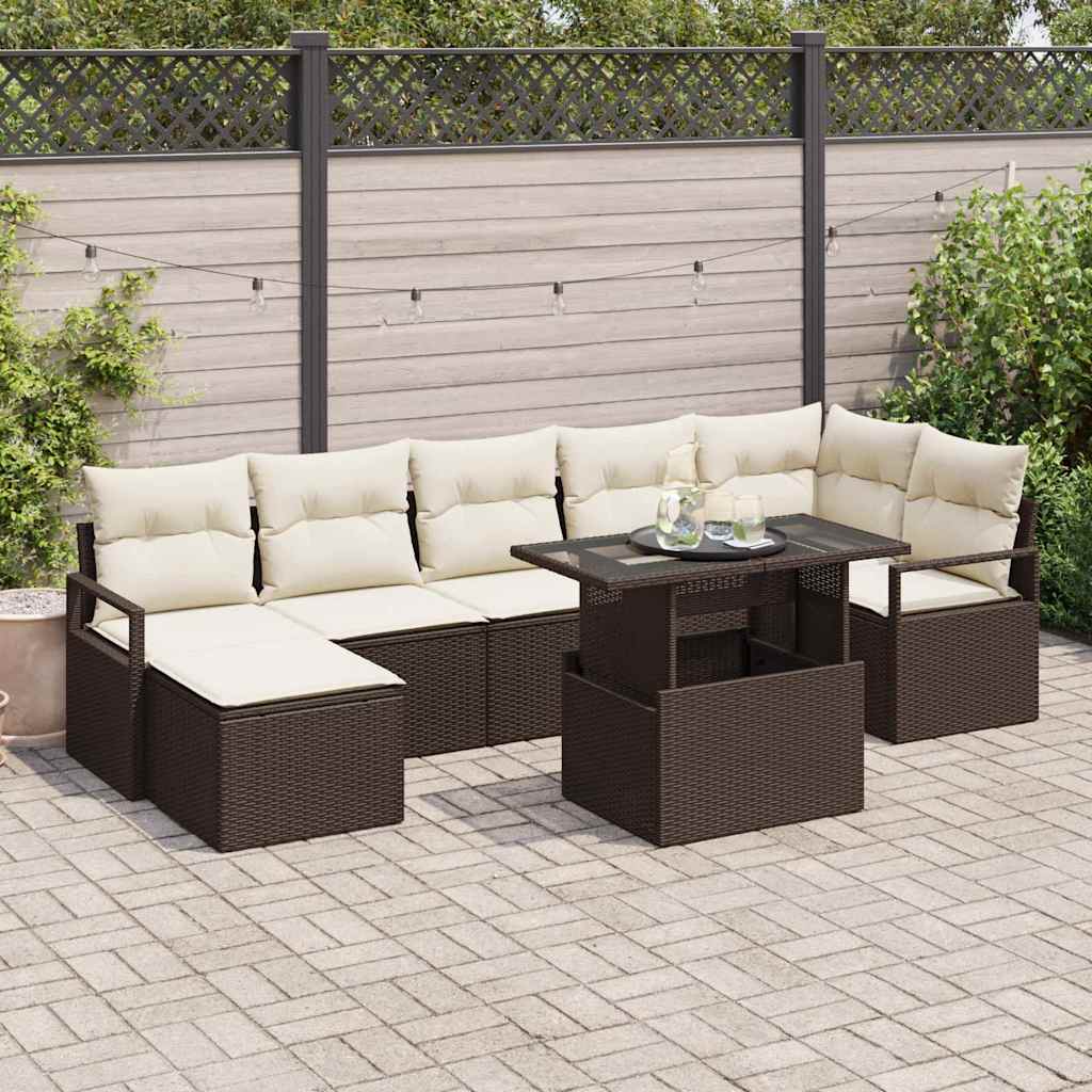 vidaXL Zestaw Sof na Ogród z przechowywaniem 8 pcs Brązowy Polirattan