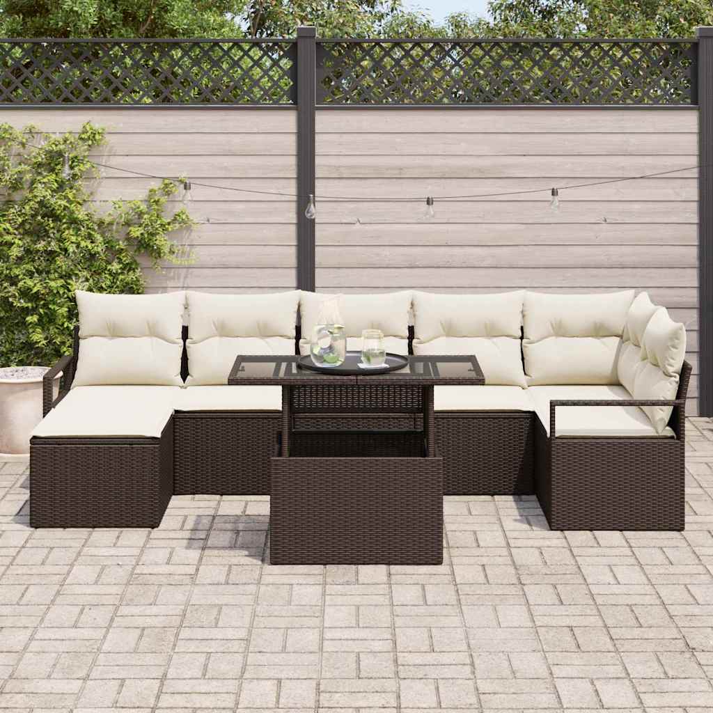 vidaXL Zestaw Sof na Ogród z przechowywaniem 8 pcs Brązowy Polirattan