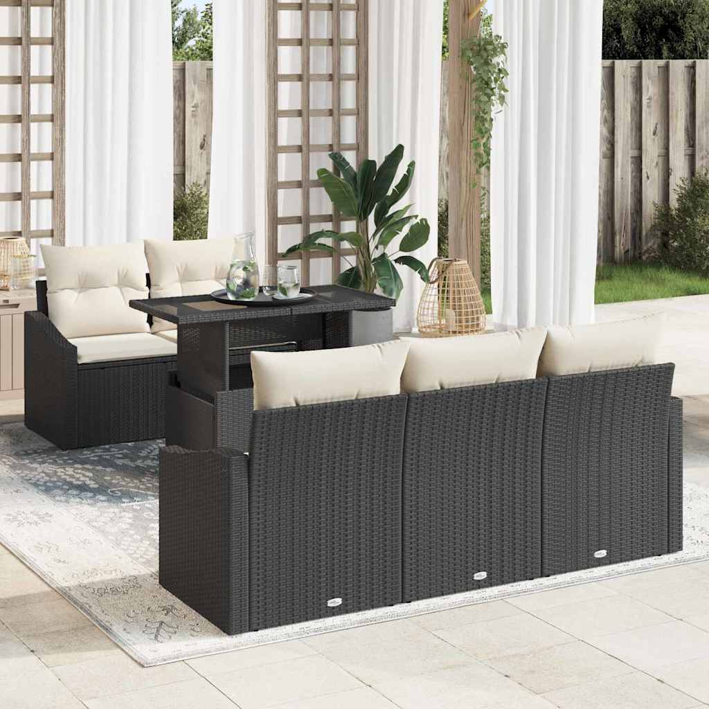 vidaXL Zestaw Sof na Ogród z przechowywaniem 6 pcs Czarny Polirattan