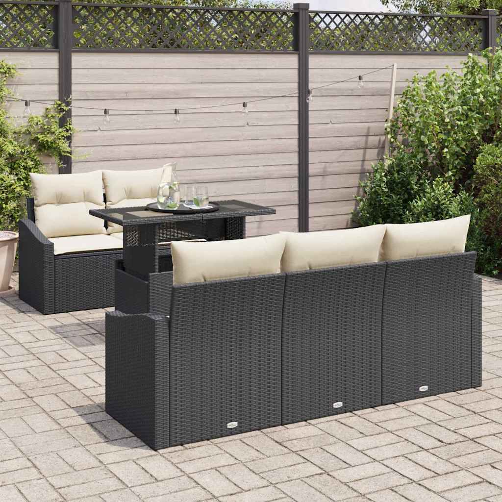 vidaXL Zestaw Sof na Ogród z przechowywaniem 6 pcs Czarny Polirattan