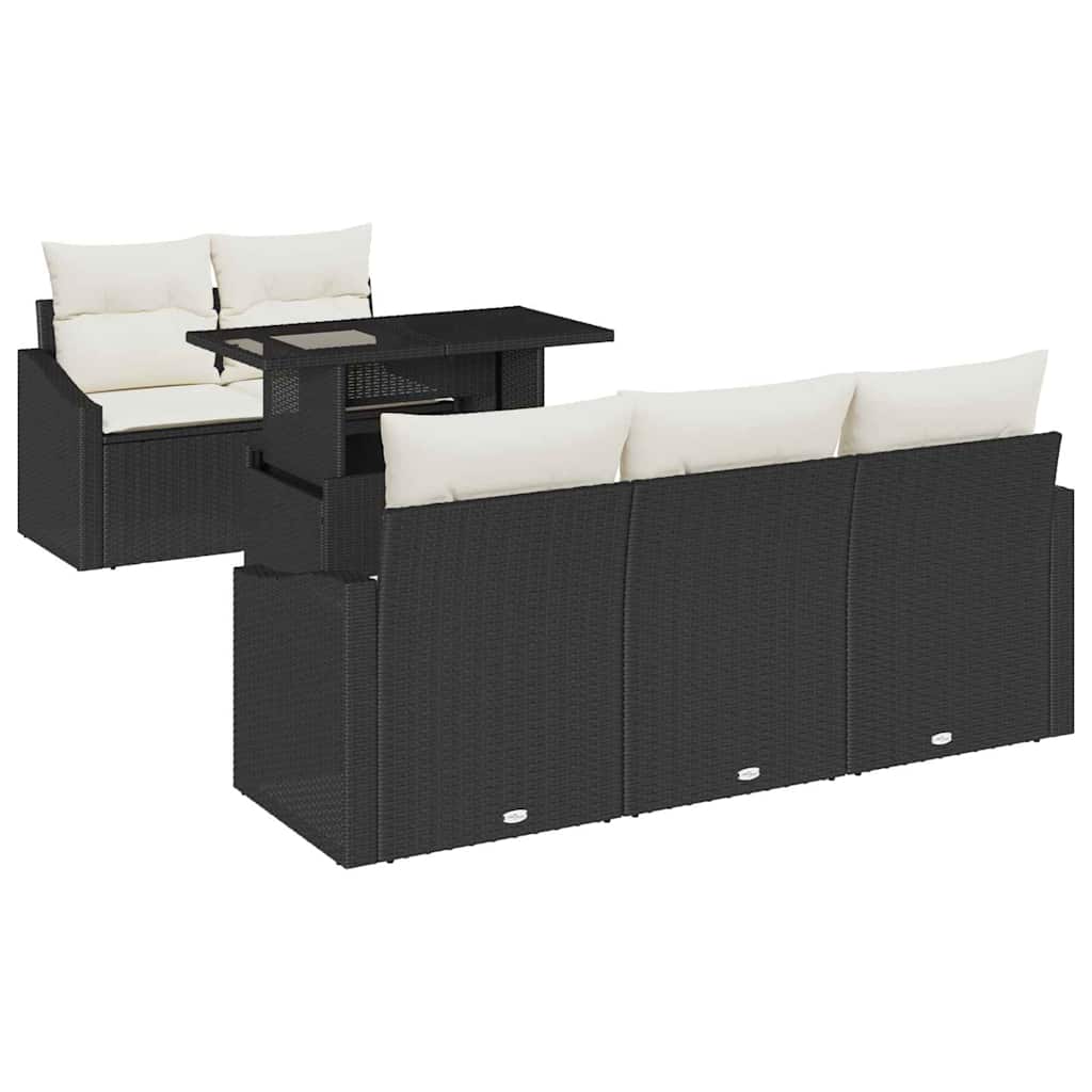 vidaXL Zestaw Sof na Ogród z przechowywaniem 6 pcs Czarny Polirattan