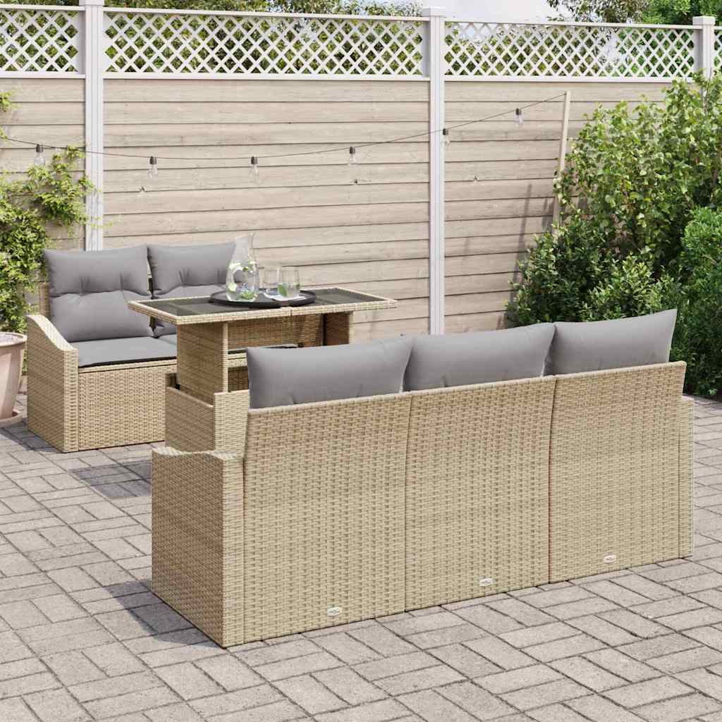 vidaXL Zestaw Sof na Ogród z poduszką 6 pcs Beżowy polirattan