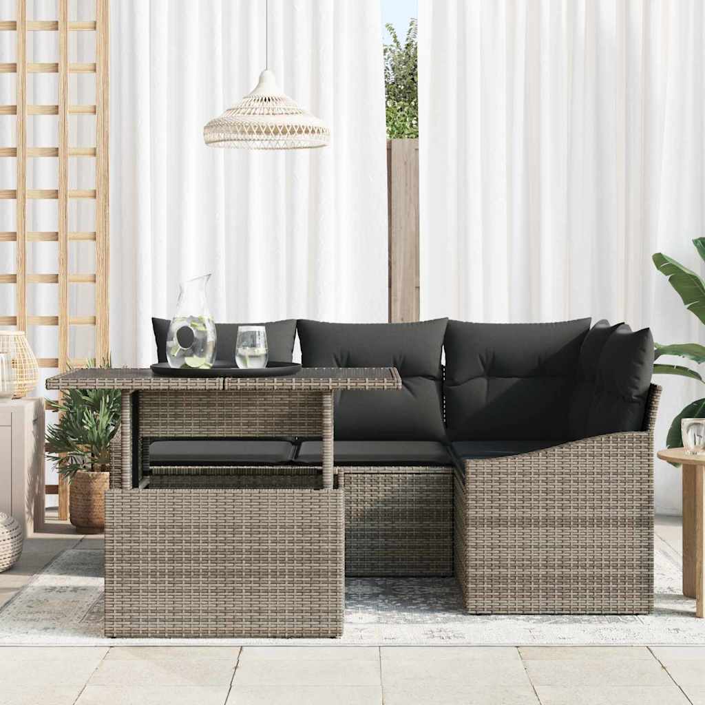 vidaXL Zestaw Sof na Ogród z poduszką z przechowywaniem 5 pcs Szary