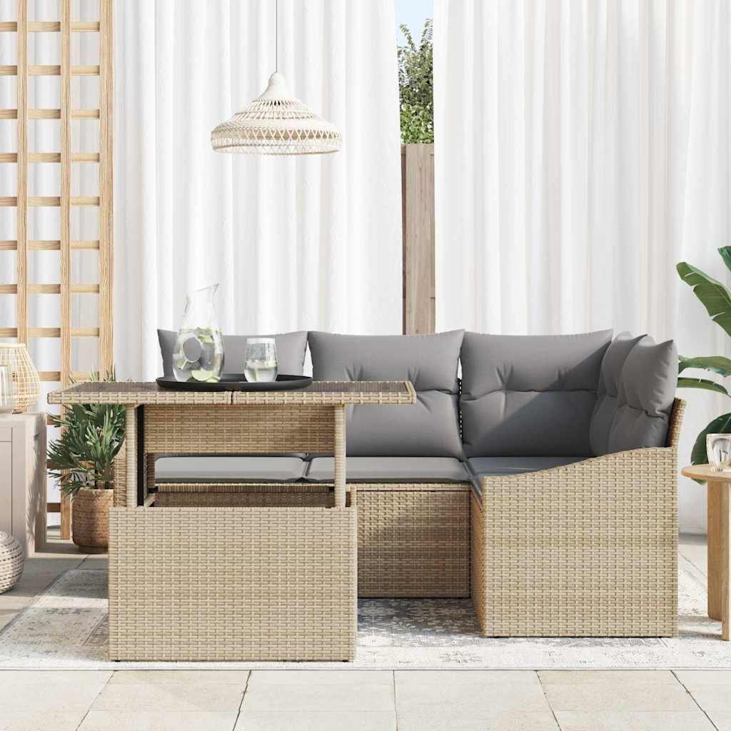 vidaXL Zestaw Sof na Ogród z poduszką 5 pcs Beżowy i jasnoszary