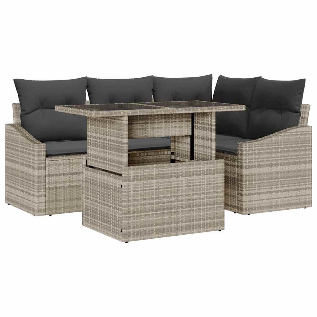 vidaXL Zestaw Sof na Ogród z poduszką 5 pcs Jasnoszary i ciemnoszary
