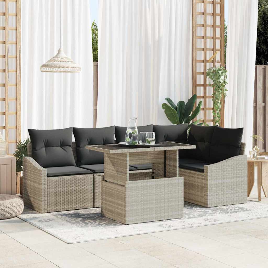 vidaXL Zestaw Sof na Ogród z poduszką 6 pcs Jasnoszary i ciemnoszary