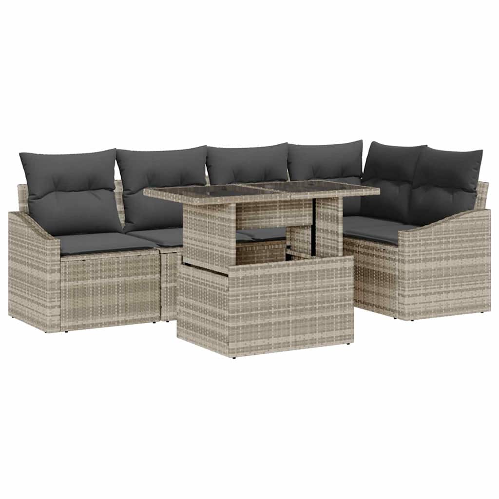 vidaXL Zestaw Sof na Ogród z poduszką 6 pcs Jasnoszary i ciemnoszary