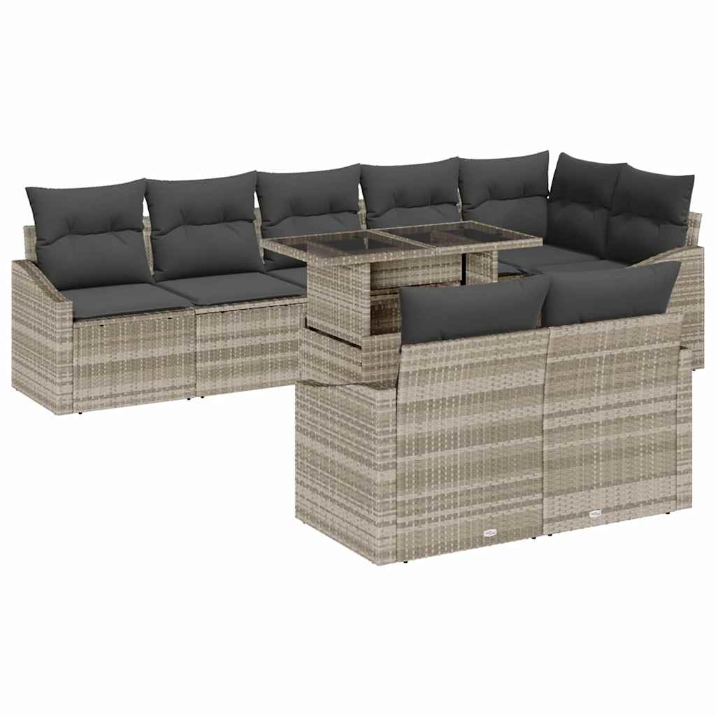 vidaXL Zestaw Sof na Ogród z poduszką 9 pcs Jasnoszary i ciemnoszary