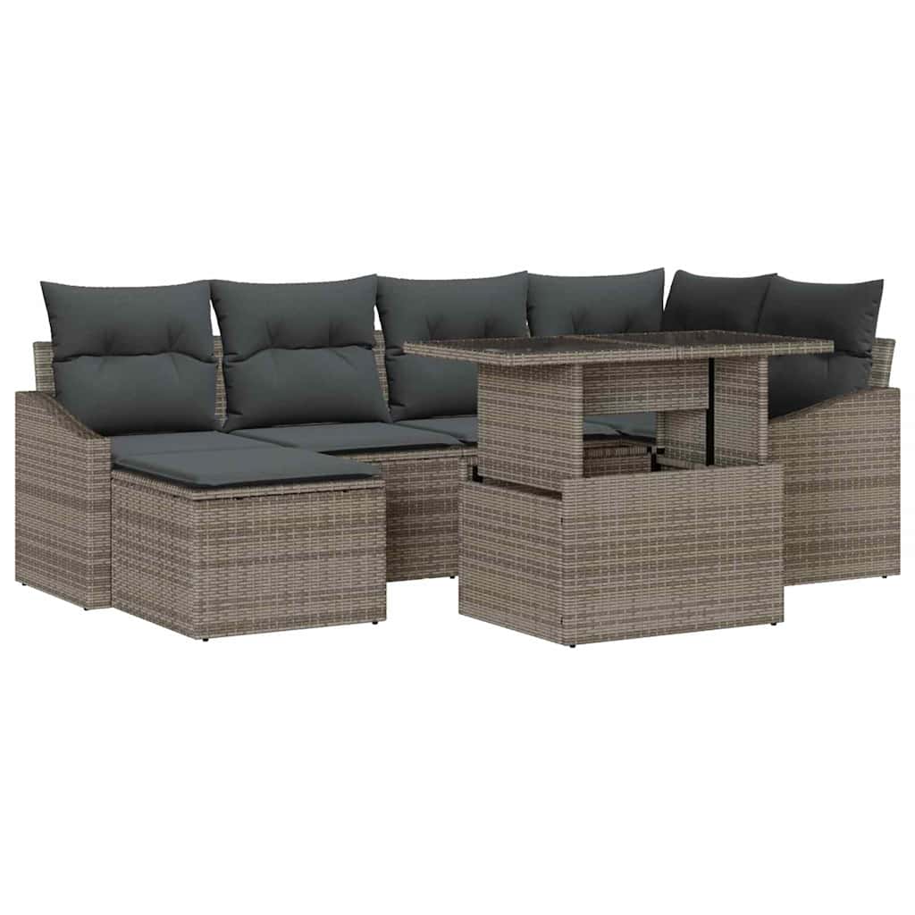 vidaXL Zestaw Sof na Ogród z poduszką z przechowywaniem 7 pcs Szary