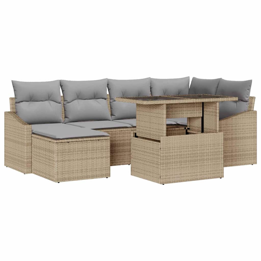 vidaXL Zestaw Sof na Ogród z poduszką 7 pcs Beżowy i jasnoszary