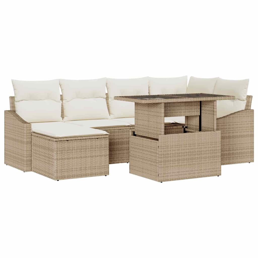 vidaXL Zestaw Sof na Ogród z poduszką 7 pcs Beżowy i kremowy