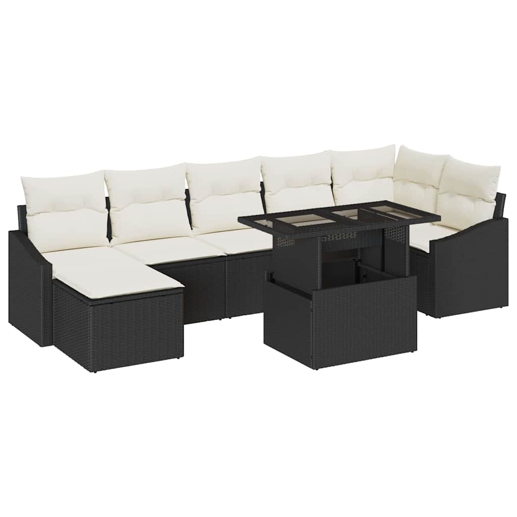 vidaXL Zestaw Sof na Ogród z poduszką 8 pcs Czarny i kremowy