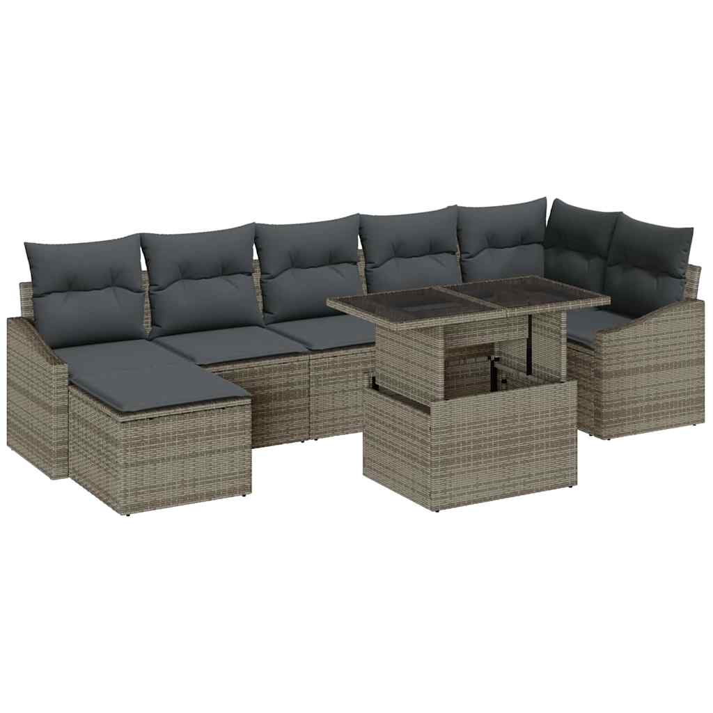 vidaXL Zestaw Sof na Ogród z poduszką z przechowywaniem 8 pcs Szary
