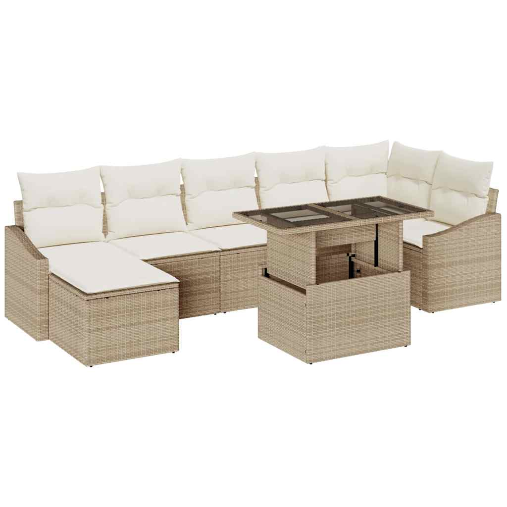 vidaXL Zestaw Sof na Ogród z poduszką 8 pcs Beżowy i kremowy