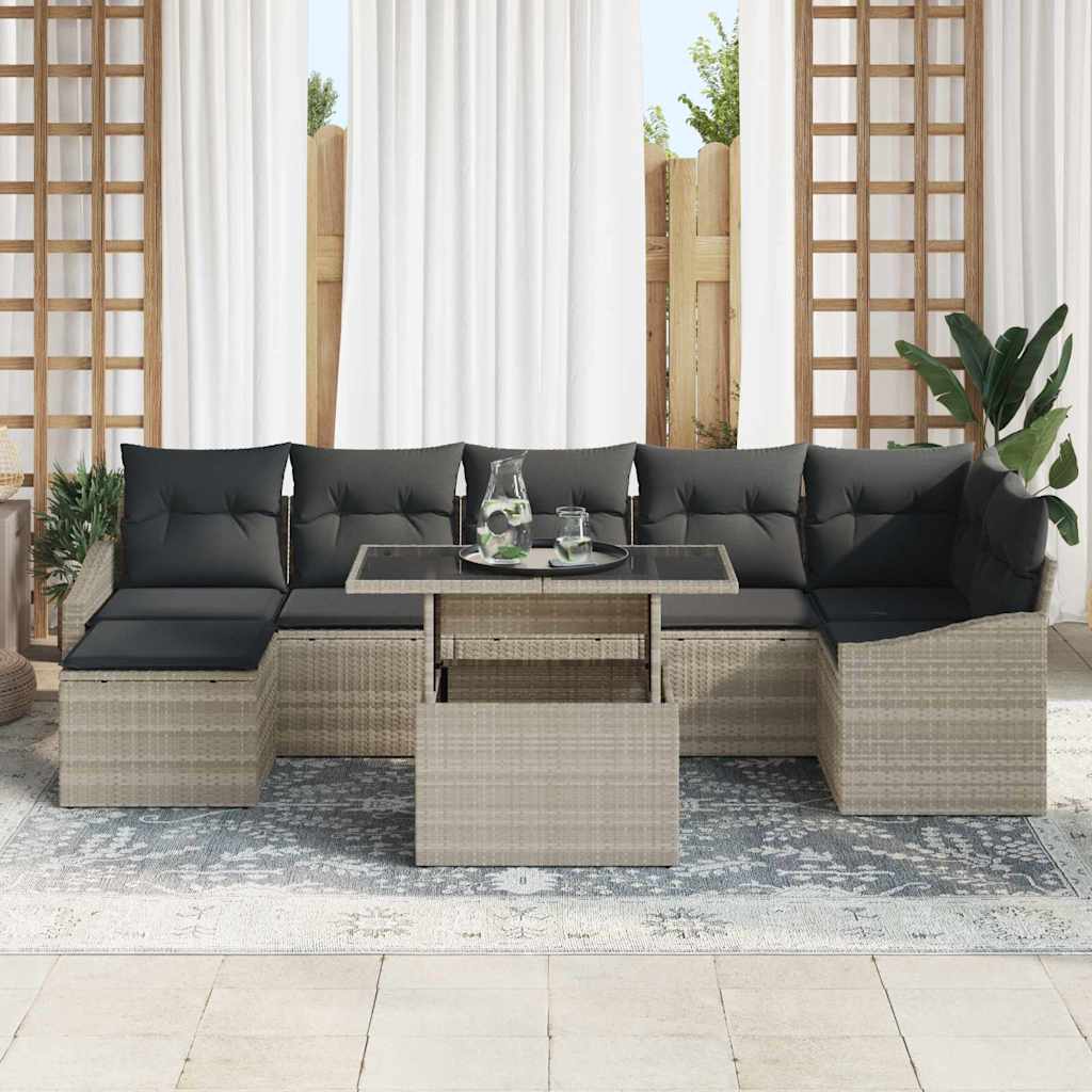 vidaXL Zestaw Sof na Ogród z poduszką 8 pcs Jasnoszary i ciemnoszary