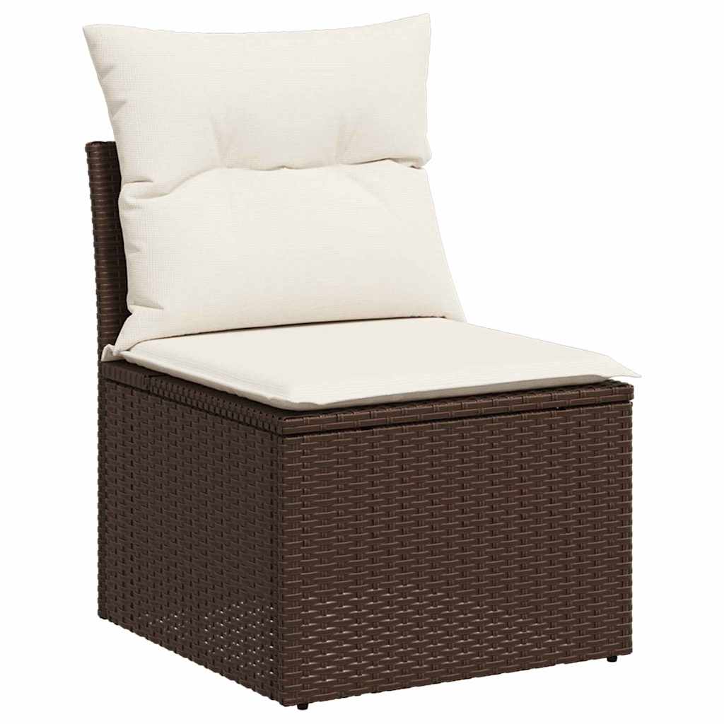 vidaXL Zestaw Sof na Ogród z poduszką 9 pcs Brązowy i Kremowy